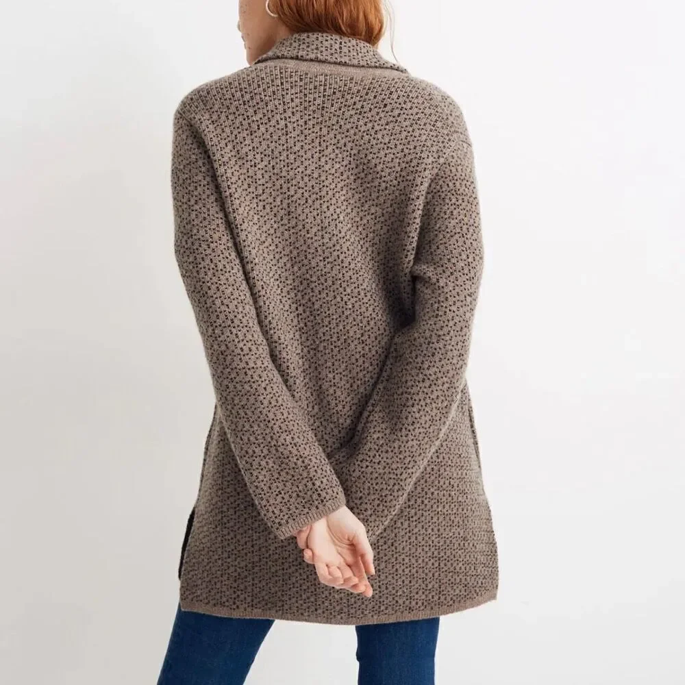 Madewell Bird's‎ Eye Sweater Coat Coziest Yarn Heather Cedar Tan XXS Oversized